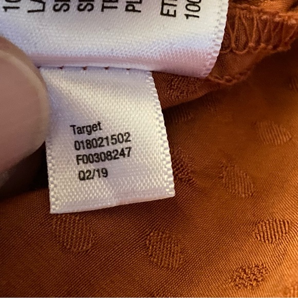 A•new Day Boho Style Women’s Sz L V-neck Shimmery Rust Rayon Drawstring Opt Top - Picture 8 of 10